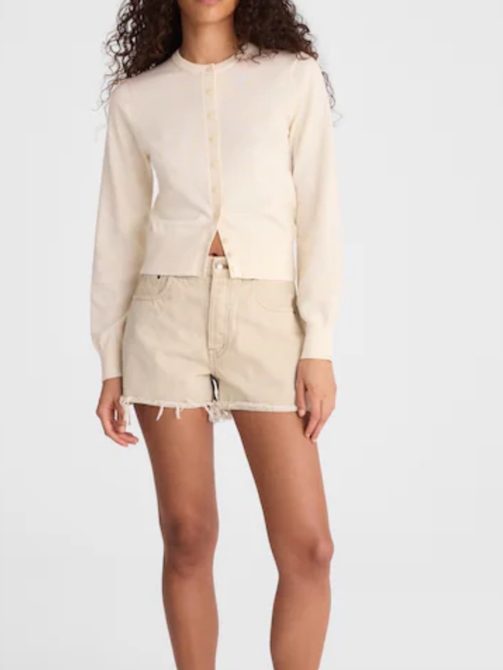 Madewell Button Front Cardigan in 100% Cotton Ivory Small